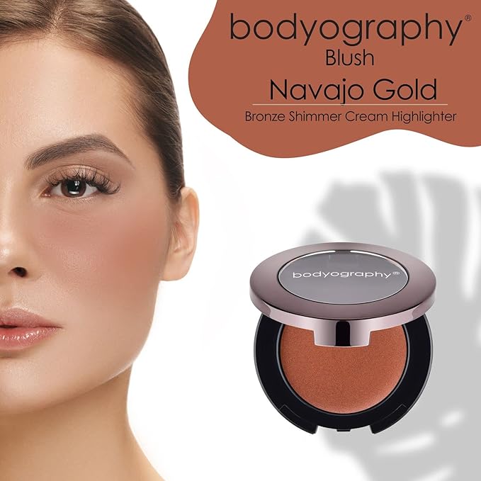 Bodyography Cream Blush for Cheeks, Navajo Gold -Golden Bronze| Lightweight, Buildable Mineral-Based Formula | Natural Flush with Crème-to-Powder Texture | Long-Wearing, Easy Blend for Radiant Skin