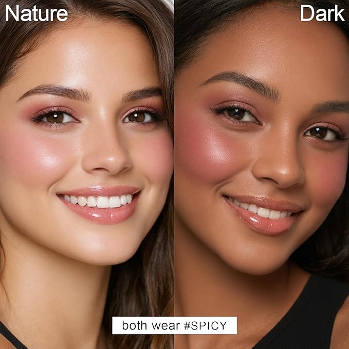 Cream Blush Stick, Heart-Shaped Cream-to-Powder Blush 0.25 oz – Soft-Focus Long-Lasting Cheek & Eye Color, Jojoba Oil & Shea Butter, Vegan & Cruelty-Free, Gift for Her, SPICY