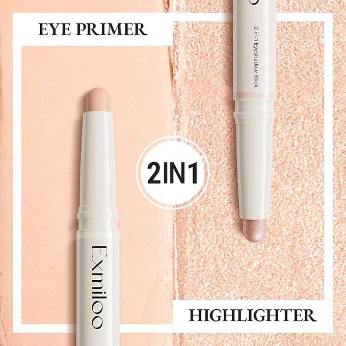 exmiloo Eyeshadow Stick – Dual-Ended Cream Eyeshadow Stick with Matte & Shimmer Shades, Long-Lasting Matte Eye Shadow for Easy Application (Sunrise Latte)