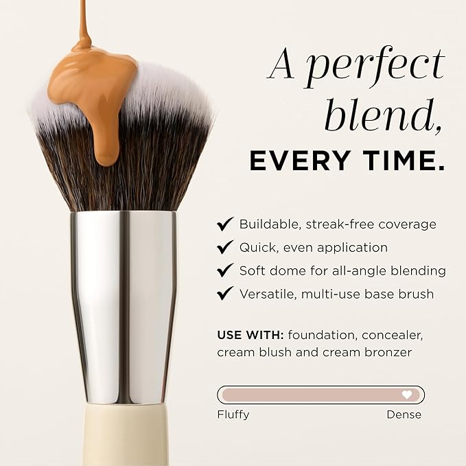 HALEYS Beauty Kabuki Makeup Brush + 6 Mini Skin Tint Foundation Set, Blending Brush for Powder, Foundation, Bronzer, Blush & Mineral Make up, Streak-Free Airbrushed Base Travel Kit & Gifts for Women