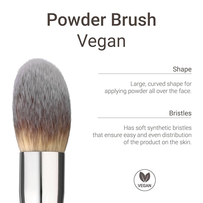Sandstone Scandinavia Powder Brush – Large, Fluffy Makeup Brush for Even Powder Application – Ultra-Soft Vegan Bristles – Cruelty-Free