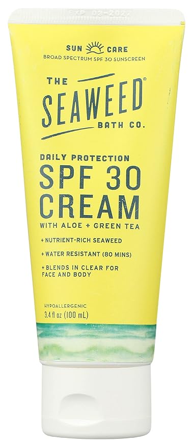 The Seaweed Bath Co. Daily Protection SPF 30 Cream, Nutrient Rich Bladderwrack, Aloe & Green Tea, Vegan, Gluten Free, Cruelty Free, Paraben Free, 3.4 Oz