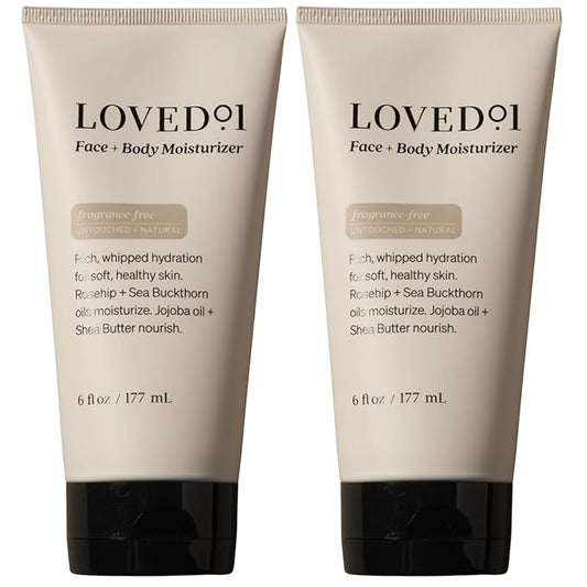 Loved01 Daily Face & Body Moisturizer, John Legend Skincare, Fragrance-Free & Non-Greasy Shea Butter Cream, Deep Hydrating Formula for Dry & Sensitive Skin, Vegan & Cruelty-Free, 2-Pack (6 oz each)