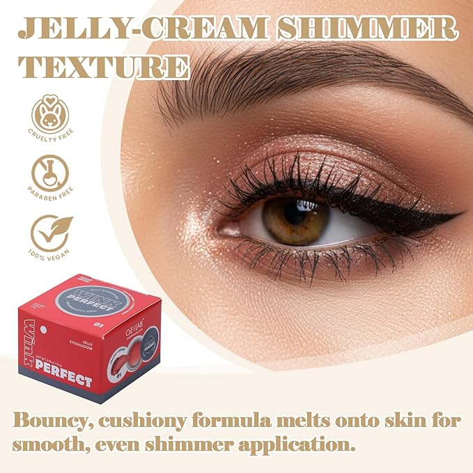 Wink Perfect Jelly Cream Eyeshadow – High-Shine Shimmer, Buildable & Long-Lasting, Lightweight Cream-to-Powder Eye Shadow, Vegan & Cruelty-Free (03 Frosted Petal, 0.18 oz / 5.1 g(PACK OF 1))