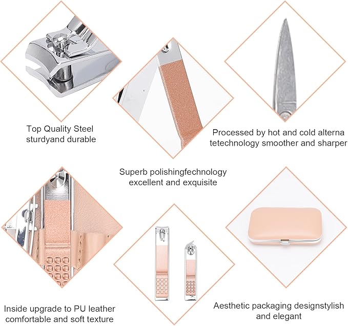 Manicure Set, Personal Care Nail Clipper Kit-9 Pieces, Professional Pedicure Set, Grooming Kit,Gift for Relatives, Friends, Families, Parent, Wife, Girlfriend
