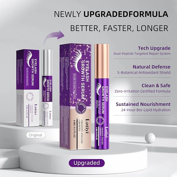 Lash Serum for Eyelash Growth - 6ml for Natural Lashes, Extensions & Eyebrows, Thicker, Fuller & Longer Looking Eyelashes, Lash Enhancing, Vegan & Cruelty-Free