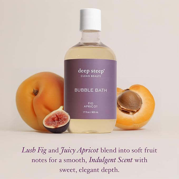 Deep Steep Bubble Bath, Fig Apricot 17 oz (Pack of 2) – Hypoallergenic, Clinically Tested Soothing Soak with Shea Butter & Argan Oil – Sulfate-Free