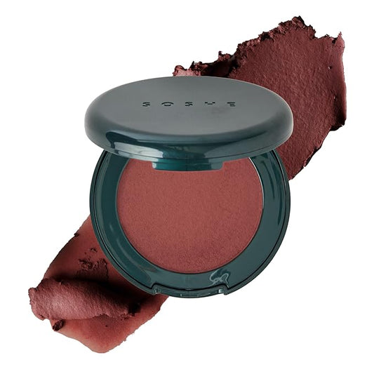 SOSHE Beauty - Blurring Pillow Blush | Featherlight, Cushiony, Cream to Powder Formula | Squalane, Cucumber Seed Extract, Ashwagandha Root | Vegan, Clean, Cruelty-Free (Speakeasy, Dusty Mauve)