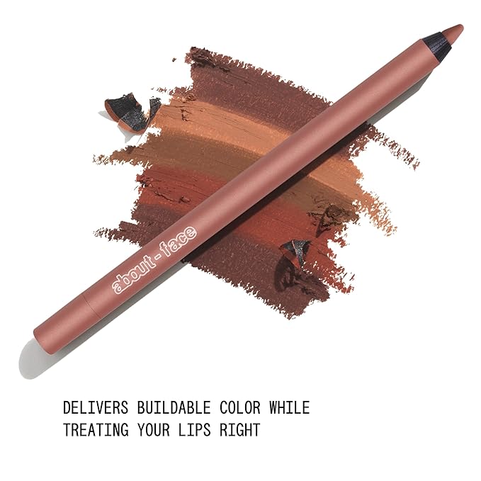 about-face Matte Fix Lip Pencil Baby Be Good – Long-Wear, Creamy Matte Lip Liner with Hyaluronic Acid & Vitamins C & E – Vegan, Cruelty-Free, Clean Beauty – 0.042 oz (Peachy Beige)