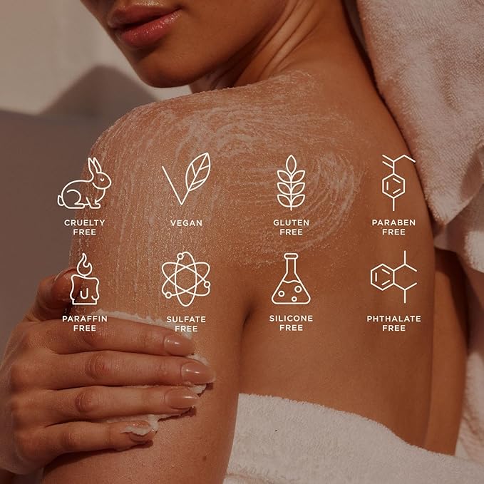 + Lux Unfiltered N°28 Exfoliating Body Polish in Santal - Exfoliating Body Scrub with Shea Butter, Passion Fruit Oil, & Vitamin E - Hydrating & Moisturizing Sugar Scrub - Vegan & Cruelty Free