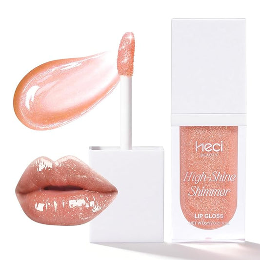 MAKEUP Glitter Lip Gloss –Nourishing and Hydrating with High-Shine Glimmer Finish & Sheer Wash Of Color, Chocolate Scent, Non-Sticky, Vegan & Cruelty-free, Crystal Nude 0.21 fl oz