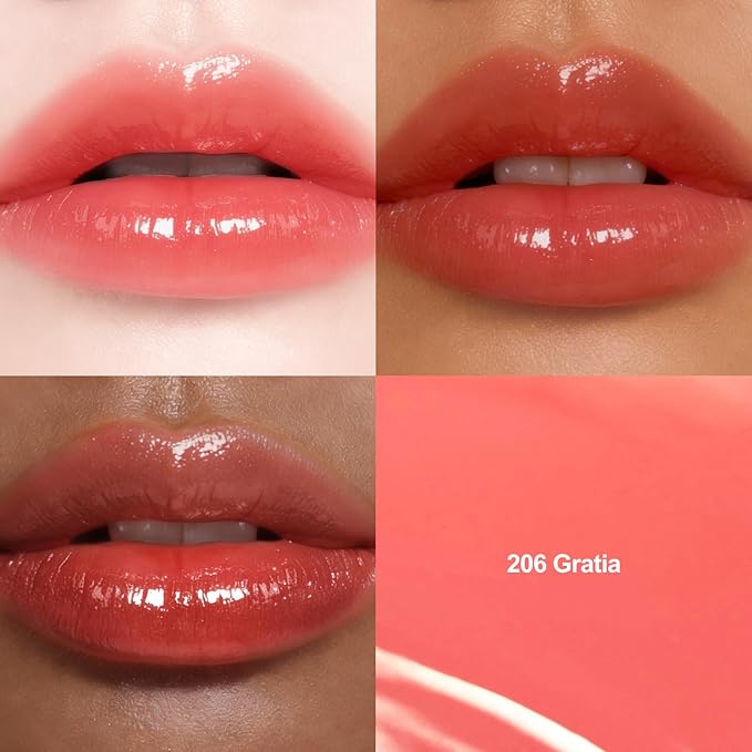 DINTO Blur-Glowy Lip Tint - Glossy Finish, Hydrating, Long Lasting, Lightweight Texture, Non-Sticky, Vegan & Cruelty-Free, K beauty (206 Gratia, 0.11 fl.oz)