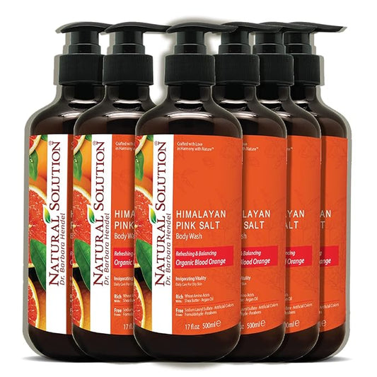 Natural Solution Body Wash 17 fl oz/Each, Revitalizes & Refreshing Your Skin, Formulated with Organic Blood Orange Extracts with Himalayan Pink Salt – Pack of 6