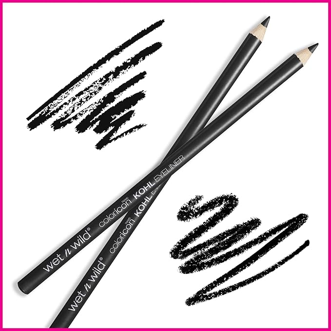 wet n wild Color Icon Kohl Eyeliner Pencil - Rich Hyper-Pigmented Color,Smooth Creamy Application,Long-Wearing Matte Finish Versatility,Cruelty-Free - Baby's Got Black,(Pack of 2)