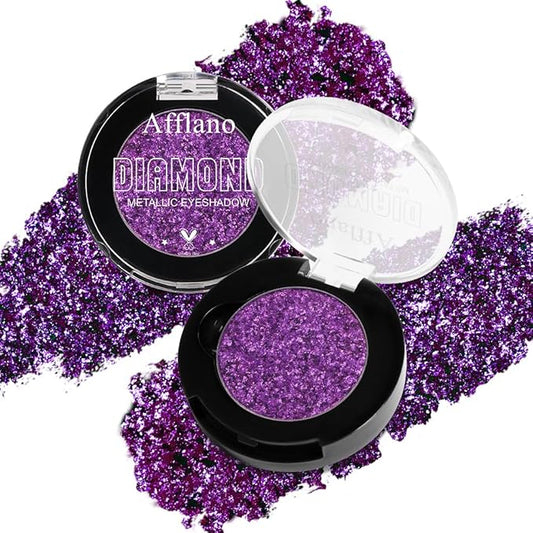 Purple Glitter Eyeshadow, High Impact Diamond Shimmer Eyeshadow Lavender Sparkle Makeup, Pigmented Long Lasting Waterproof Violet Fine Pressed Eye Glitters/Highlighter for Daily, Carnival, Party,Vegan