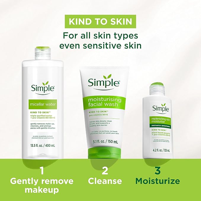 Simple Kind to Skin Face Moisturizer For Sensitive Skin Replenishing Rich 12-Hour Moisturization for All Skin Types 4.2 oz