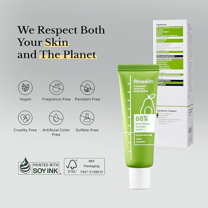 Hydrating Avocado Moisturizer, 1.7 Fl Oz (50ml) – Avocado Fruit Water + Hyaluronic Acid, Vitamin B3 & Pro-Vitamin B5 – Creamy-Soft Barrier Hydration, Fragrance-Free, Vegan Korean Skincare