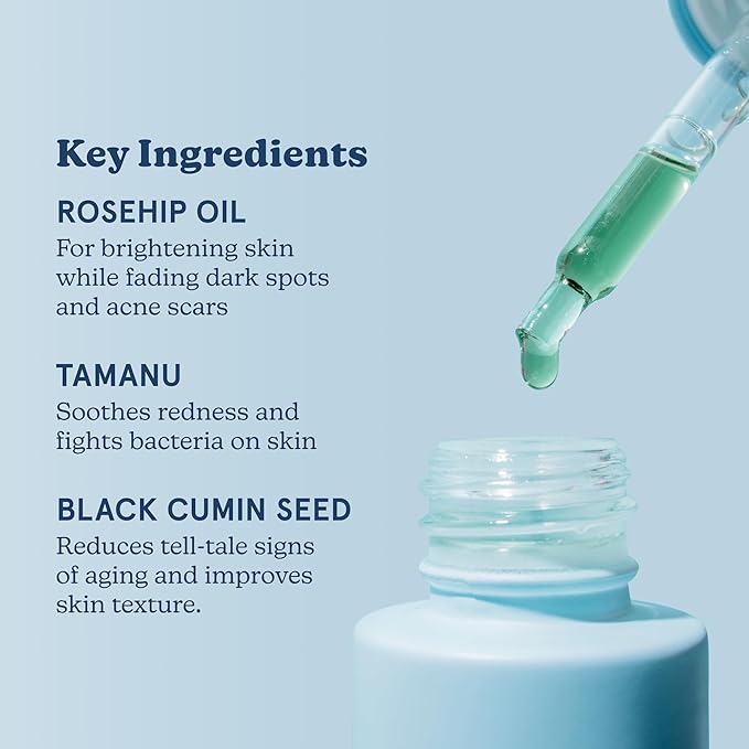 Blume Meltdown Face Oil for Women & Men - Non-Comedogenic Acne Serum with Rosehip Oil, Blue Tansy & Black Cumin Seed - Helps Reduce Redness, Smooth Texture & Hydrate - Cruelty-Free & Vegan (0.5 oz)