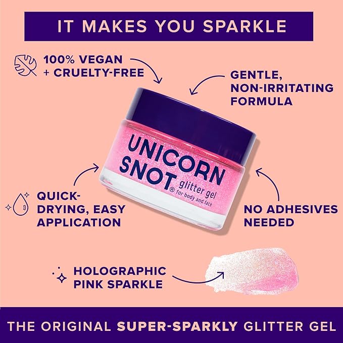 UNICORN SNOT Holographic Face Glitter & Body Glitter Gel | Hair Glitter, Vegan & Cruelty Free, 1.7 oz Pink Glitter (Flamingo)