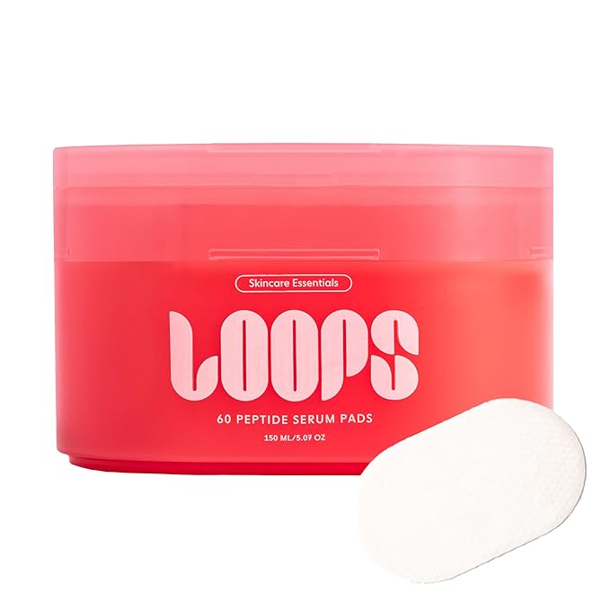 LOOPS Peptide Serum Korean Skincare - Firm, Fortify, Fight Fine Lines - Anti-Wrinkle & Moisturizing - Pre-soaked Veocell Embo Pad - Peptide Complex to Rejuvenate and Prejuvenate Face - Pack of 60