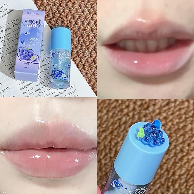 4 Pcs Hydrating Lip Oil, Fruity Plumping Lip Gloss Set, Cute Lipgloss for Women, Long Lasting Lip Gloss Non-Sticky & Glossy Finish, Lipstick Vegan & Cruelty Free