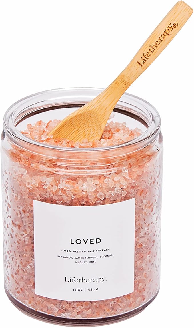 Lifetherapy Himalayan & Dead Sea Salt Soak – Loved | Clean, Skin-Loving Formula | Vegan & Gluten Free Hydrating | Nourishing Vitamins | Bath Salts | Free of Parabens, Sulfates & Phthalates 16oz
