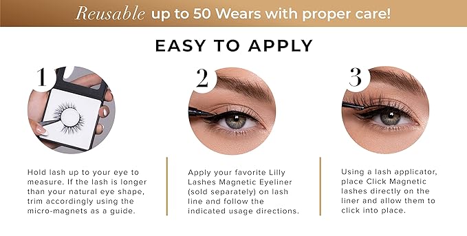 Lilly Lashes Click Magnetic Eyelashes - Miami Magnetic Faux Mink Lashes for a Natural Look - False, Wispy Magnet Eyelashes - Vegan Makeup Lash Extension - Magnetic Eyelashes Without Eyeliner