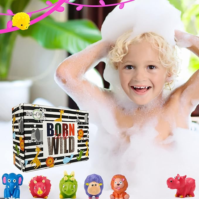 Bath Bombs for Kids with Toys Inside - Organic Bubble Bath Fizzies with Jungle Animal Toys. Gentle and Kids Friendly Spa Bath Balls, Bath Fizz Balls, Easter Basket Essentials for Girl, Boys, Toddlers