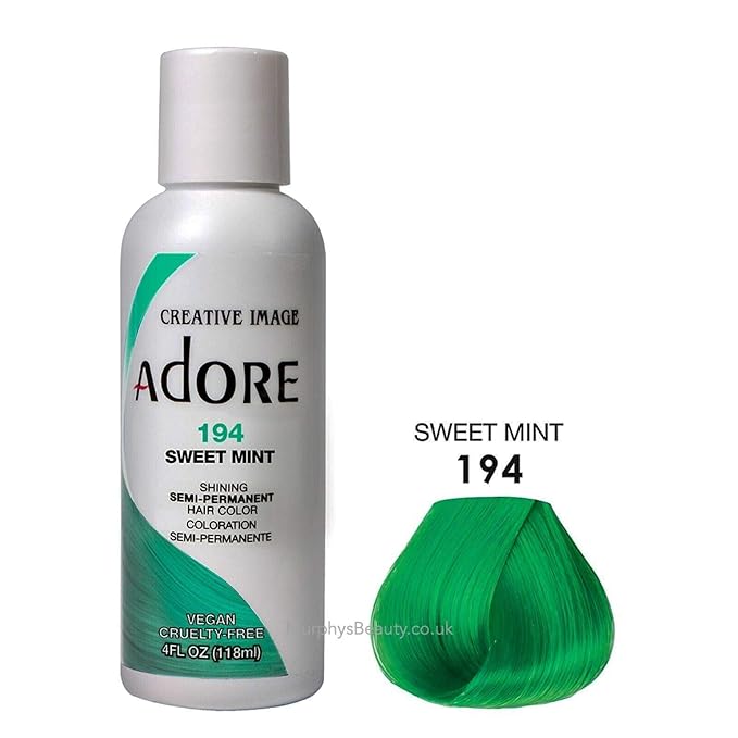 Adore Semi Permanent Hair Color (194 Sweet Mint) | Vegan & Cruelty-Free Green Hair Dye | No Ammonia, No Peroxide, No Alcohol | 4 Fl Oz