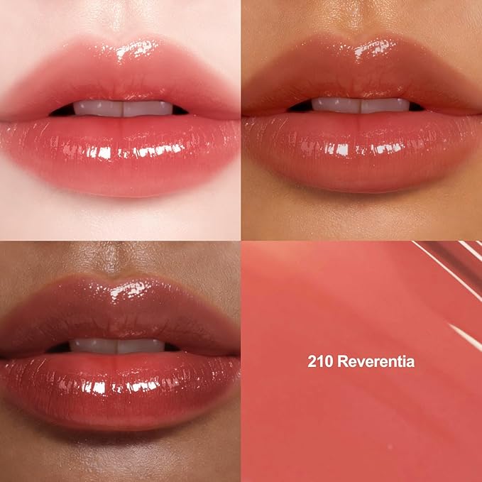 DINTO Blur-Glowy Lip Tint - Glossy Finish, Hydrating, Long Lasting, Lightweight Texture, Non-Sticky, Vegan & Cruelty-Free, K beauty (210 Reverentia, 0.11 fl.oz) (30 colors)