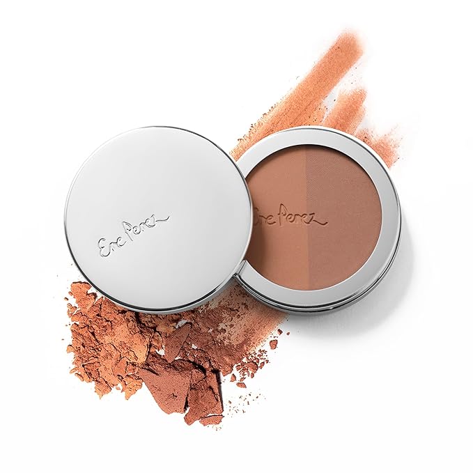 Ere Perez - Natural Rice Powder Blush + Bronzer Duo | Buildable, Breathable, Oil Absorbing, Medium Coverage | Vitamin E, Chamomile | Vegan, Cruelty-Free, Clean Beauty (Roma)