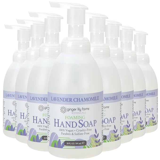 Ginger Lily Farms Botanicals All-Purpose Foaming Hand Soap Refill, 100% Vegan & Cruelty-Free, Lavender Chamomile Scent, 20 Fl Oz (Pack of 8)
