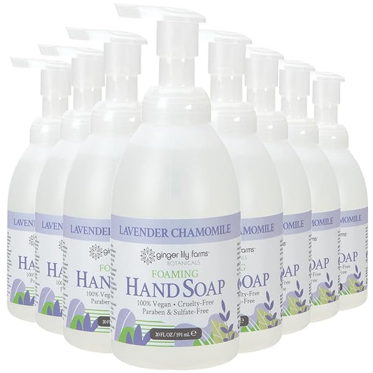 Ginger Lily Farms Botanicals All-Purpose Foaming Hand Soap Refill, 100% Vegan & Cruelty-Free, Lavender Chamomile Scent, 20 Fl Oz (Pack of 8)