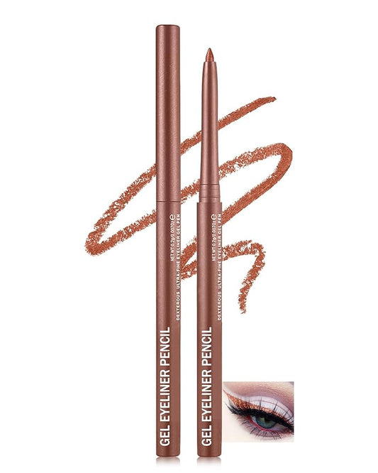 Bronze Glitter Gel Eyeliner Pencil Waterproof, Metallic Retractable Cream Smooth Eye Liner Pencils, Long Lasting Waterline Hypoallergenic Precision Eyeliner Pencil, Smudge-Proof Makeup for Women-05