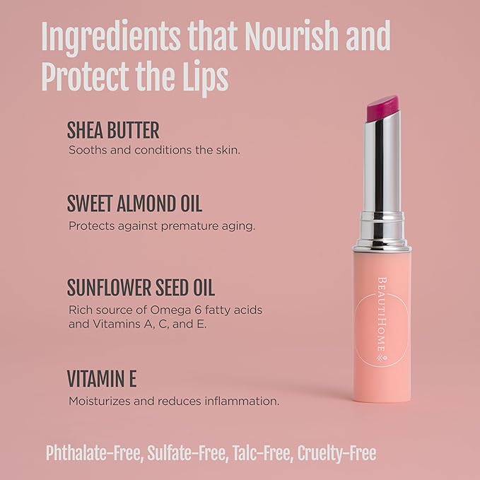 Tinted Lip Balm set of 2- Slightly Pigmented Vegan Lip Tint Balm for Women, Moisturizing & Nourishing Formula with Vitamin E