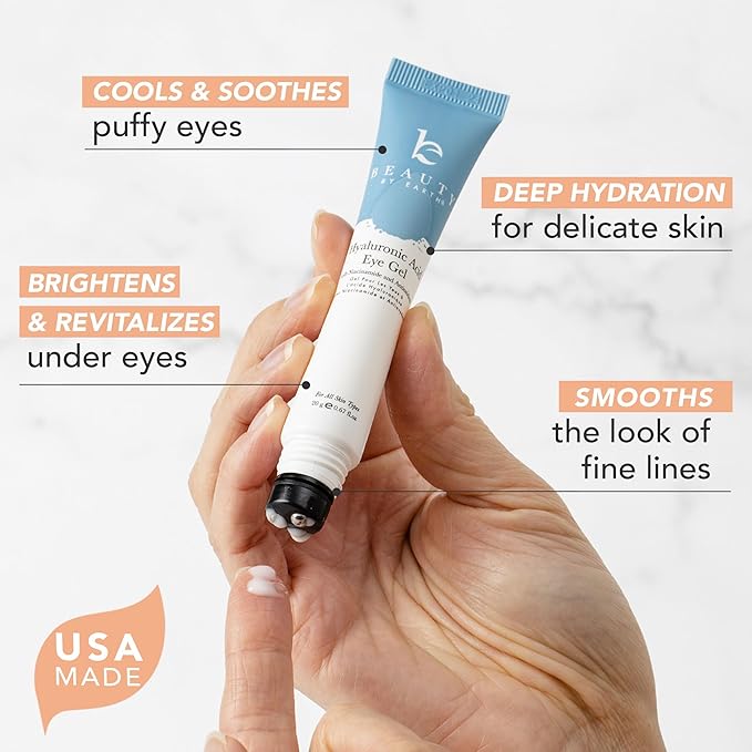 Beauty by Earth Under Eye Cream - Cooling Anti-Aging Hyaluronic Acid Eye Gel for Dark Circles, Puffiness & Wrinkles