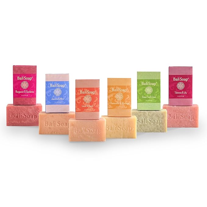 Bali Soap Feminine Collection - Handmade Natural Bar Soap for Women, Floral Scents with Essential Oils, Vegan Cold Process 6-Pack, Moisturizing and Gentle Cleansing for All Skin Types