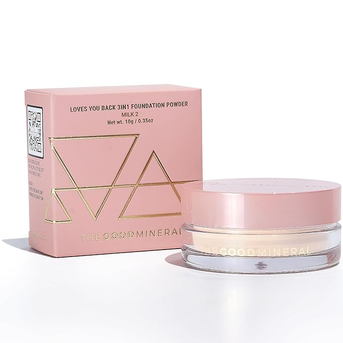 The Good Mineral Loves-You-Back 3in1 Mineral Powder Foundation (MILK 2) | Designed for Rosacea, Acne-Prone, Sensitive Skin | 3IN1 Concealer, Powder + Foundation | Non-Caking, Non-Drying