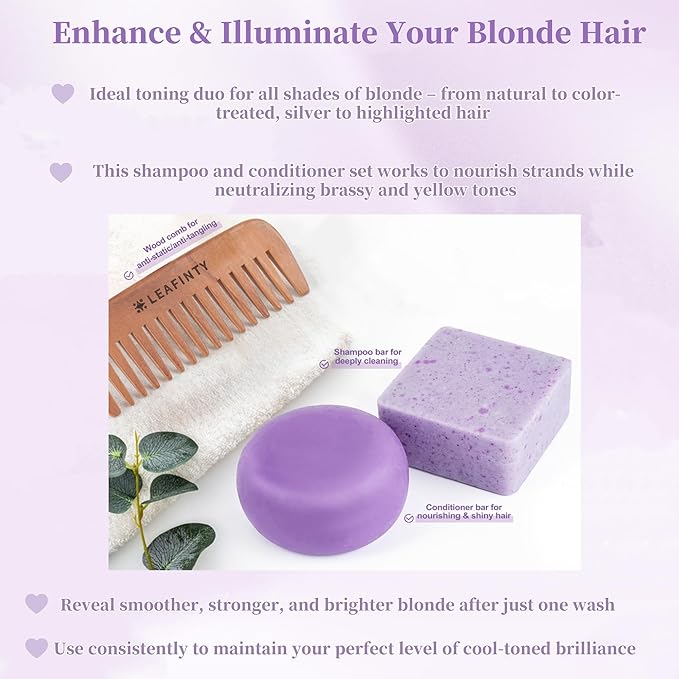 Leafinty Shampoo and Conditioner Set | Bar Shampoo and Conditioner for Blonde Brown and Gray Hair| Vegan & Natural | Shampoo Bar | Shampoo and Conditioner 6.7oz (Sundazed Scent)