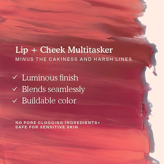 Tower 28 BeachPlease Cream Blush + Tinted Lip Balm - Multi-Use Lip Tint + Dewy Blush for Cheeks With Aloe Vera + Green Tea - Vegan, Non-Comedogenic Makeup for Sensitive Skin - Happy Hour (0.16 oz)
