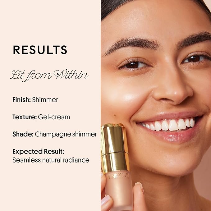 Winky Lux Cheeky Rose Liquid Highlighter - Gel Cream, Blendable & Buildable Pigment, Long Lasting Weightless Dewy Finish, Champagne, Moonlight
