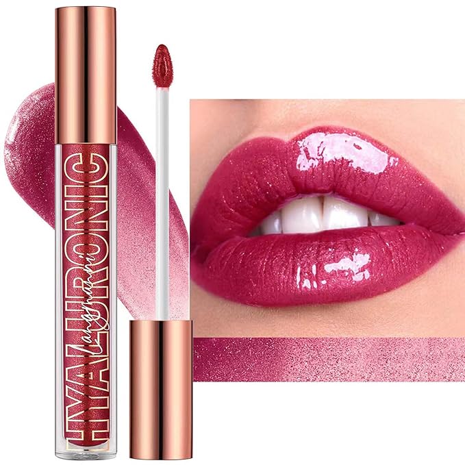 Rose Red Lip Gloss Lip Plumper Gloss Tinted Glitter Lipgloss Lip Oil Teens Moisturizing Lipstick Lip Balm High Shine And Vegan Plumping Lip Gloss For Women Girls Long-Lasting Dry Lip Care (08)