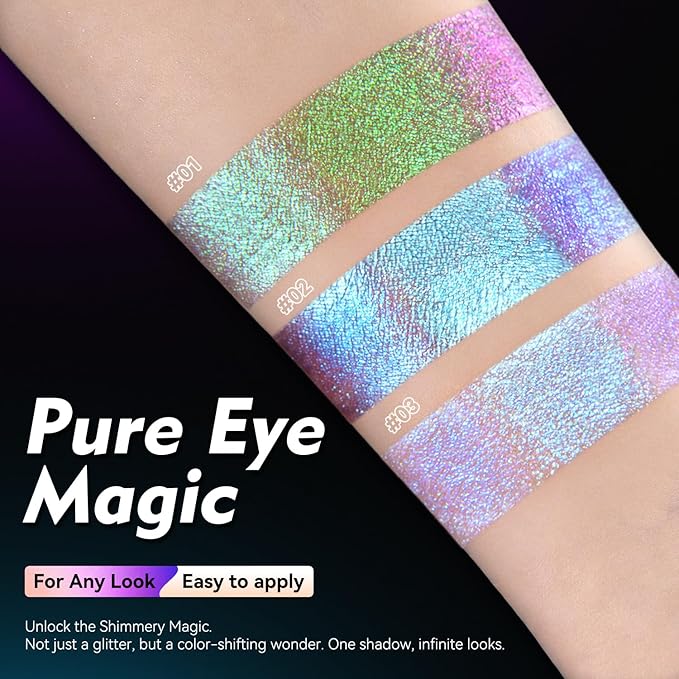 Multichrome Shimmer Eyeshadow Liquid Eye Shadow - Lightweight Waterproof Formula, Long Wearing, Vegan & Quick Drying, Crystals Effect for Party & Daily Wear#04
