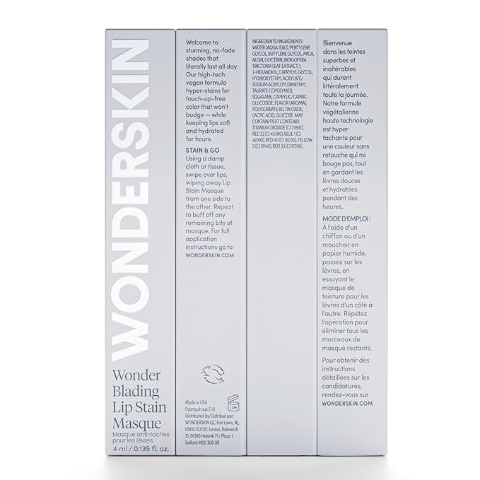 Wonderskin Wonder Blading All Day Lip Stain Peel Off Masque - Long Lasting, Waterproof and Transfer Proof Red Lip Tint, Matte Finish Peel Off Makeup (Playful Stain & Go Masque)