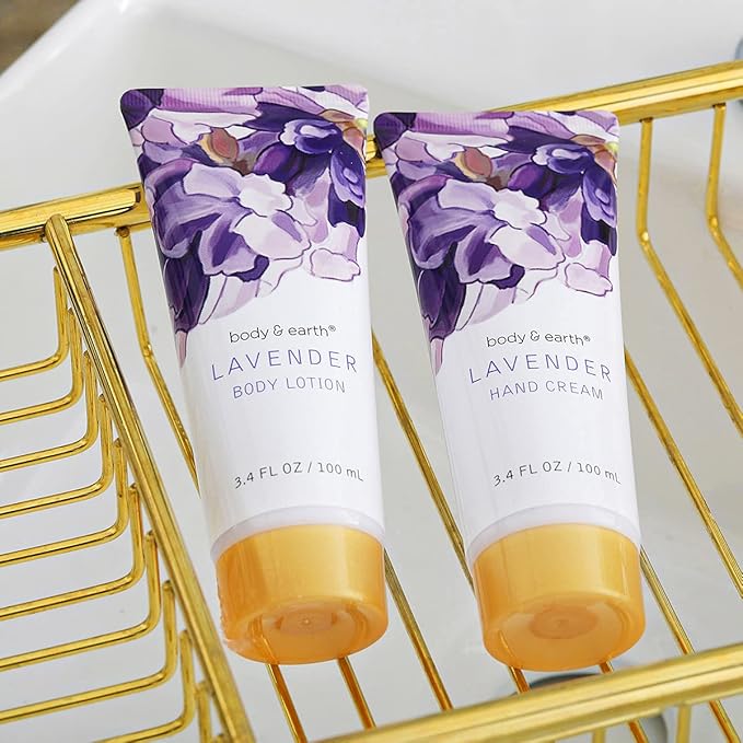 BODY & EARTH Lavender Spa Gift Baskets for Women Luxurious Gifts for Women Bath and Body Gift Sets 11pcs Bath Sets for Women Gift Mother's Day Gifts