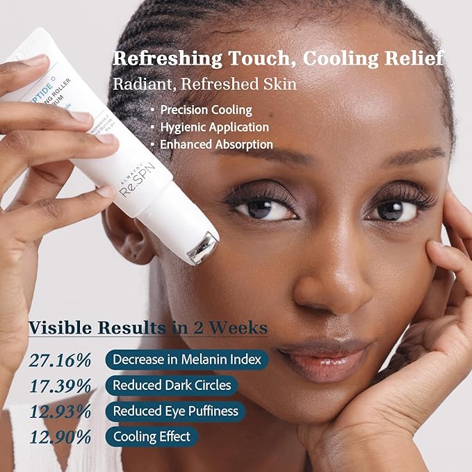 Re.SPN Peptide Firming Roller Eye Serum – For the Appearance of Tired Eyes - Hydrating Eye Care, Cooling Gua Sha Metal Applicator with Niacinamide, Vegan K-Beauty (0.67 fl oz)