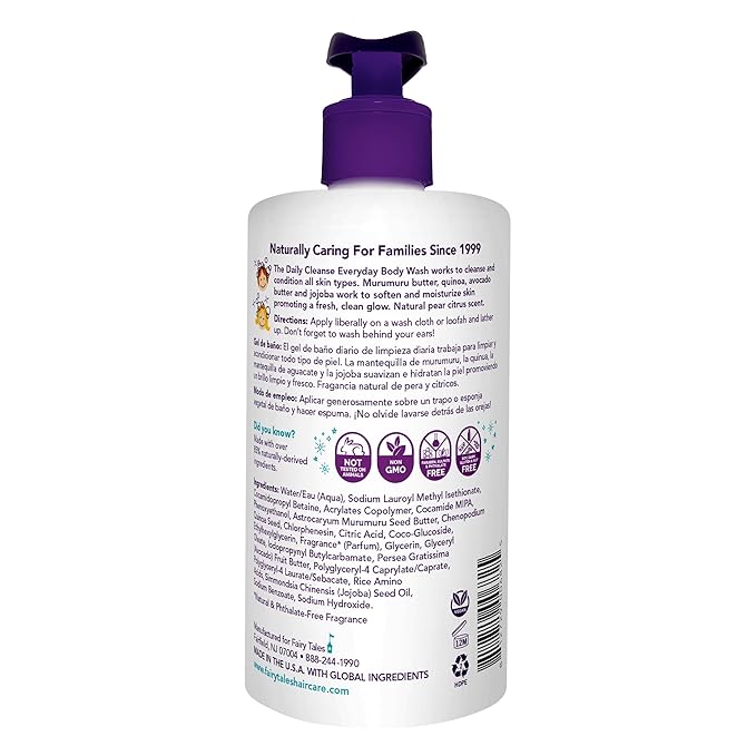 Fairy Tales Daily Cleanse Kids Body Wash | Kids Soap With Gentle, Clean Natural Ingredients | Sulfate Free, Silicone Free, Body Wash for Boys and Girls - 16 oz. (2 Pack)
