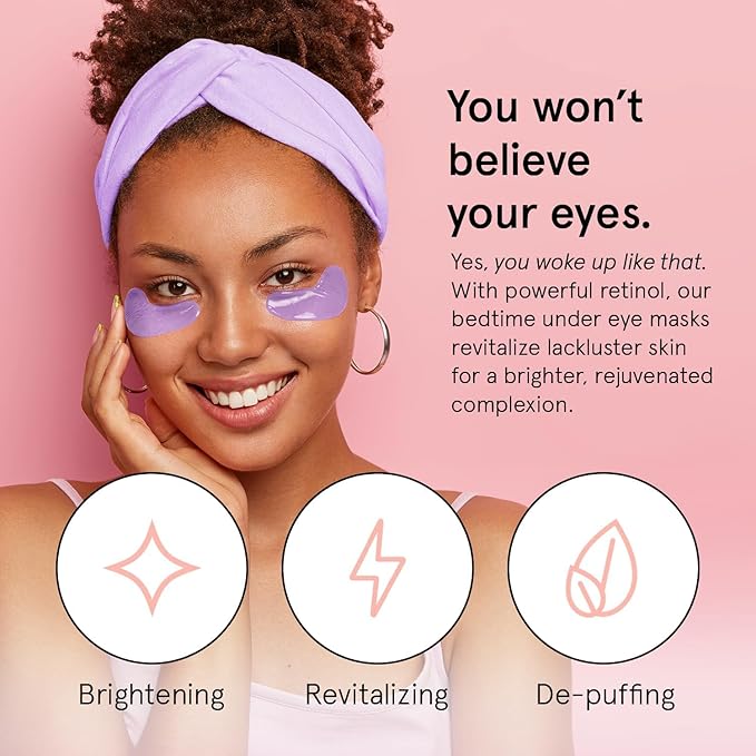 grace & stella Retinol Under Eye Patches for Puffy Eyes and Dark Circles, Restoring Gel Under Eye Masks with Hyaluronic Acid - Vegan Cruelty-Free Skincare - Gifts for Girlfriend (Purple, 6 Pairs)