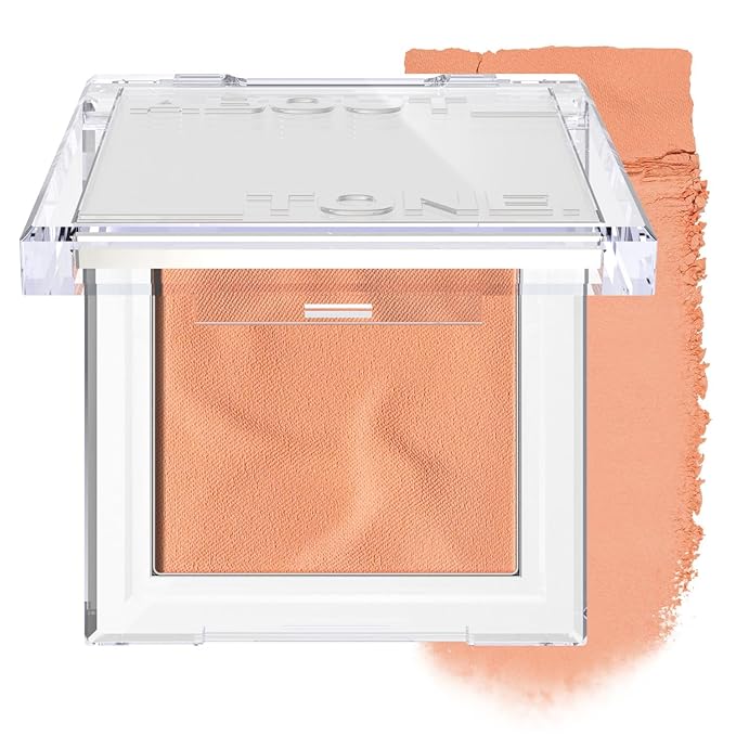 ABOUT TONE Fluffy Wear Blusher - Pressed Powder Cheek Blush with Airy and Soft Matte Blurring Finish Blendable & Buildable Natural Color Korean Makeup Vegan (03 TANGERINE ORANGE)