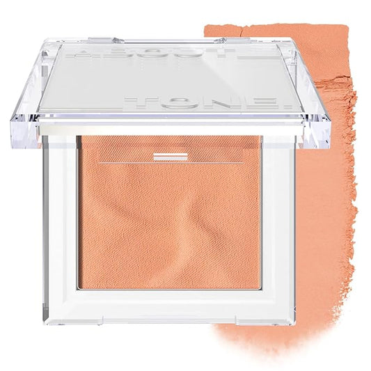 ABOUT TONE Fluffy Wear Blusher - Pressed Powder Cheek Blush with Airy and Soft Matte Blurring Finish Blendable & Buildable Natural Color Korean Makeup Vegan (03 TANGERINE ORANGE)